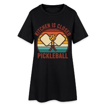 Pickleball-Küche ist geschlossen, Spieler schlägt Bälle - Frauen T-Shirt-Kleid - Schwarz - Vorne