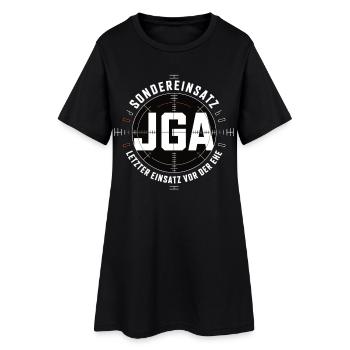  Sondereinsatz JGA – Letzter Einsatz vor der Ehe - Frauen T-Shirt-Kleid - Schwarz - Vorne