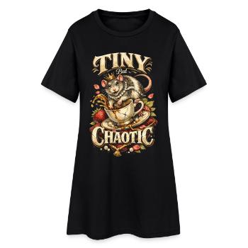 Farbratte Fancy Rat Hausratte Tiny But Chaotic - Frauen T-Shirt-Kleid - Schwarz - Vorne