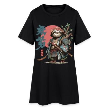 Guerrier paresseux samouraï - Robe T-shirt Femme - noir - Devant
