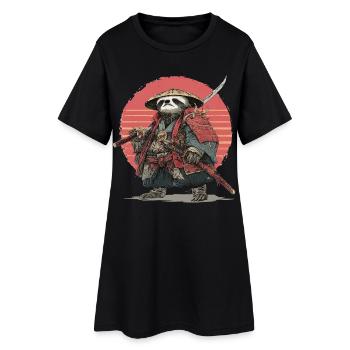 Trägheit Samurai in roter Sonnenuntergangsrüstung - Frauen T-Shirt-Kleid - Schwarz - Vorne