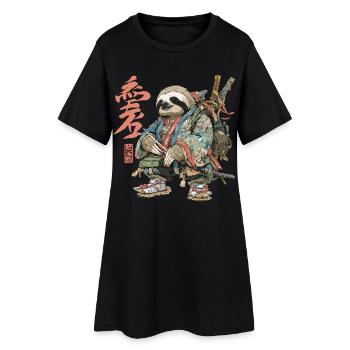 Sloth Samurai in Ukiyoe Armor - Women’s T-Shirt Dress - black - Front
