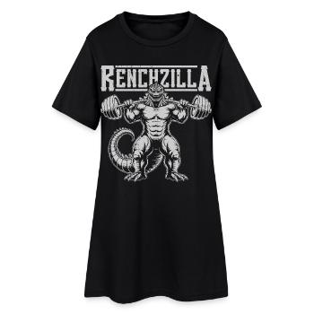 Bodybuilding Fitness Kraftmonster Barbell - Frauen T-Shirt-Kleid - Schwarz - Vorne