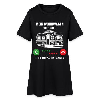 Mein Wohnwagen ruft an und ich muss gehen campen - Frauen T-Shirt-Kleid - Schwarz - Vorne