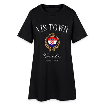 Vis Kroatien Wappen Krone – Reise Souvenir - Frauen T-Shirt-Kleid - Schwarz - Vorne