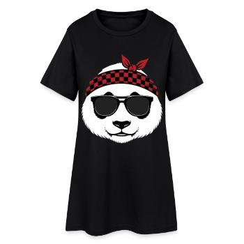 Cool Panda Bear Sunglasses - Women’s T-Shirt Dress - black - Front