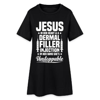 Ästhetische Krankenschwester Glaube Religion Jesus Botox - Frauen T-Shirt-Kleid - Schwarz - Vorne