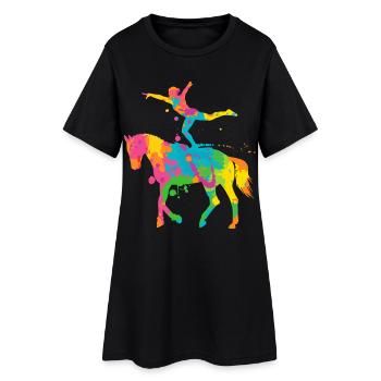 Voltigieren bunt Reiterin Pferde Mädchen Volti - Frauen T-Shirt-Kleid - Schwarz - Vorne