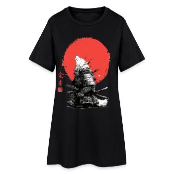Wolf-Samurai unter Crimson Sun - Frauen T-Shirt-Kleid - Schwarz - Vorne