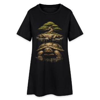 Tortue Bonsaï - Robe T-shirt Femme - noir - Devant