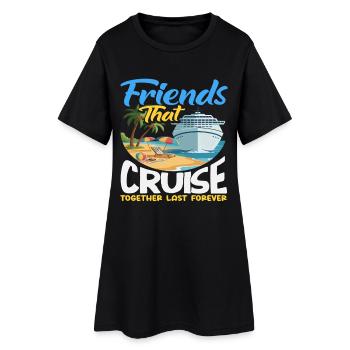 Des amis croisent ensemble en voyage de vacances - Robe T-shirt Femme - noir - Devant