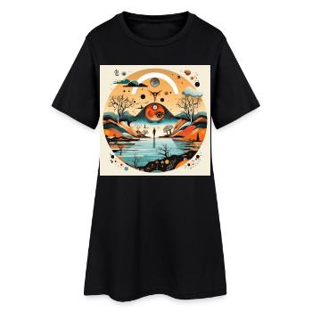 Paysage en cercle des yeux - Robe T-shirt Femme - noir - Devant