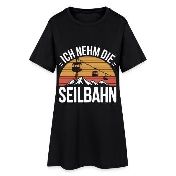 Ich nehm die Seilbahn Retro Skifahren - Frauen T-Shirt-Kleid - Schwarz - Vorne