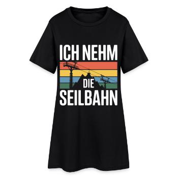 Ich nehm die Seilbahn Skilift Retro Berge - Frauen T-Shirt-Kleid - Schwarz - Vorne