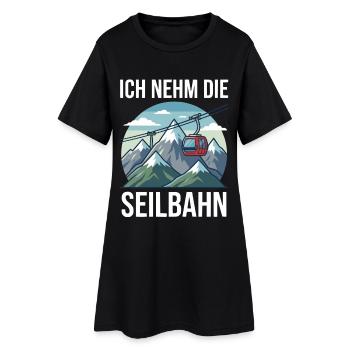 Ich nehm die Seilbahn Berge Gondelbahn - Frauen T-Shirt-Kleid - Schwarz - Vorne