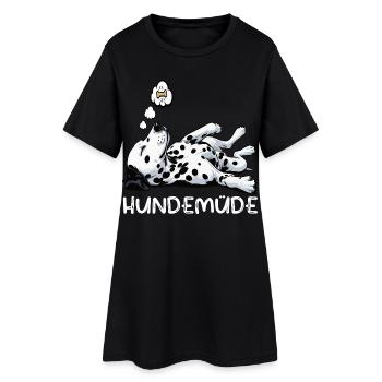 Hundemüde Dalmatiner Dalmatinerbesitzer Dalmatine - Frauen T-Shirt-Kleid - Schwarz - Vorne