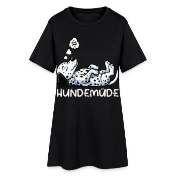 Hundemüde Dalmatiner Dalmatinerbesitzer Dalmatine - Frauen T-Shirt-Kleid - Schwarz - Vorne