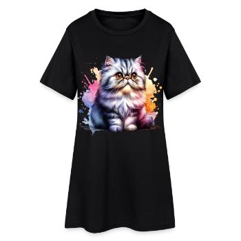 Cadeau du chat persan - Robe T-shirt Femme - noir - Devant