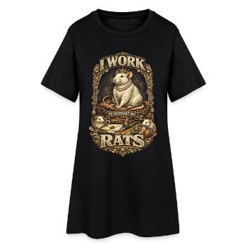 Farbratte Fancy Rat I Work To Support My Rats - Frauen T-Shirt-Kleid - Schwarz - Vorne