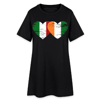 Italy Côte d'Ivoire Flag Heart used - Women’s T-Shirt Dress - black - Front