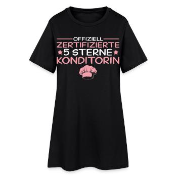 Offiziell zertifizierte 5 Sterne Konditorin - Frauen T-Shirt-Kleid - Schwarz - Vorne
