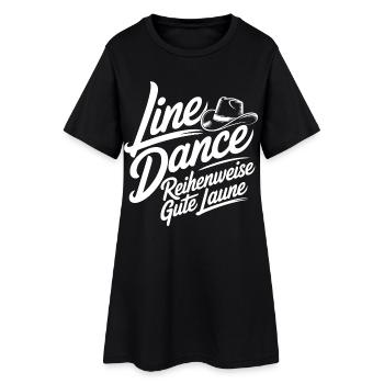 Line Dance: Gute Laune im Takt - Frauen T-Shirt-Kleid - Schwarz - Vorne