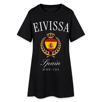 Ibiza-Stadt (Eivissa) Spanien – Reise Souvenir - Frauen T-Shirt-Kleid - Schwarz - Vorne