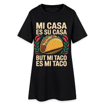 Taco T-Shirt Mi Casa Es Su Casa - Frauen T-Shirt-Kleid - Schwarz - Vorne