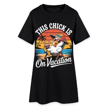 Cette fille est en vacances - Vacances avec le T-shirt des poules - Robe T-shirt Femme - noir - Devant