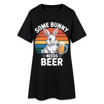 Hase T-Shirt Some Bunny Needs Beer - Frauen T-Shirt-Kleid - Schwarz - Vorne