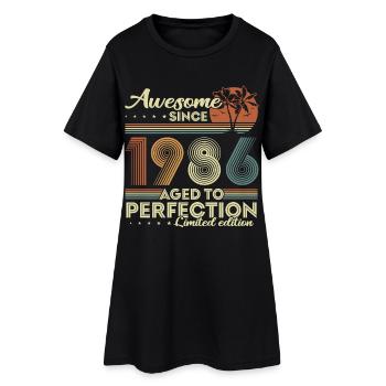 Cadeau rétro vintage d’anniversaire 1986 - Robe T-shirt Femme - noir - Devant