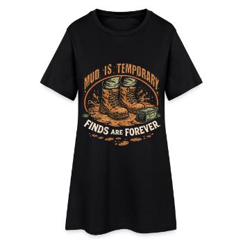 La boue de géocache est temporaire, les découvertes sont éternellement - Robe T-shirt Femme - noir - Devant