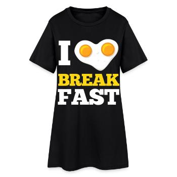J’adore le petit-déjeuner au cœur d’œuf au plat - Robe T-shirt Femme - noir - Devant