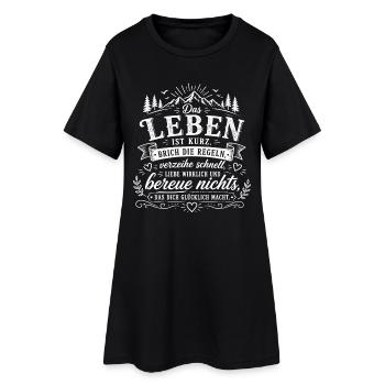 Lebe Mutig – Regeln brechen Zitat - Frauen T-Shirt-Kleid - Schwarz - Vorne