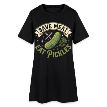 Save Meat Eat Pickles Lustiges Vegan - Frauen T-Shirt-Kleid - Schwarz - Vorne
