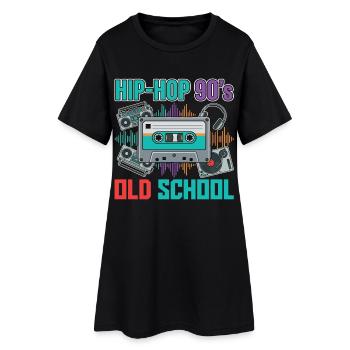Cassette rétro oldschool des années 90 hip-hop - Robe T-shirt Femme - noir - Devant