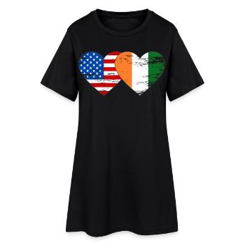 USA Côte d'Ivoire Flag Heart used - Women’s T-Shirt Dress - black - Front