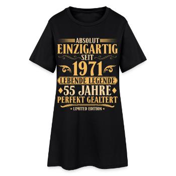Einzigartig seit 1971 Baujahr 55. Geburtstag - Frauen T-Shirt-Kleid - Schwarz - Vorne