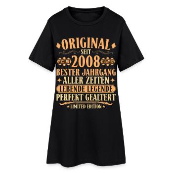 Original seit 2008 - Bester Jahrgang Geburtstag - Frauen T-Shirt-Kleid - Schwarz - Vorne