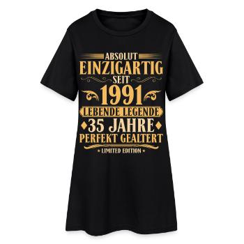 Einzigartig seit 1991 Baujahr 35. Geburtstag - Frauen T-Shirt-Kleid - Schwarz - Vorne