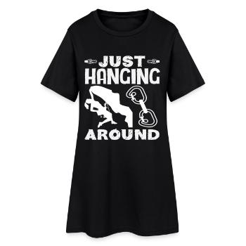 Just Hanging Around Lustiges Klettern - Frauen T-Shirt-Kleid - Schwarz - Vorne