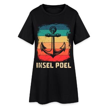 Poel Souvenier INSEL POEL OSTSEE Retro Lustiges - Frauen T-Shirt-Kleid - Schwarz - Vorne