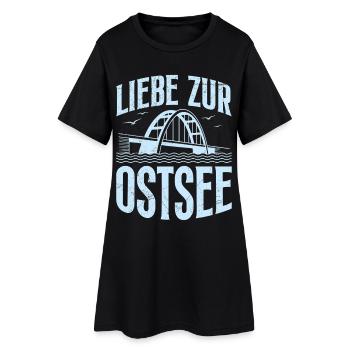 Fehmarn Souvenier LIEBE ZUR OSTSEE Lustiges - Frauen T-Shirt-Kleid - Schwarz - Vorne