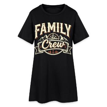 Family Crew Vintage Kompass Anker - Frauen T-Shirt-Kleid - Schwarz - Vorne