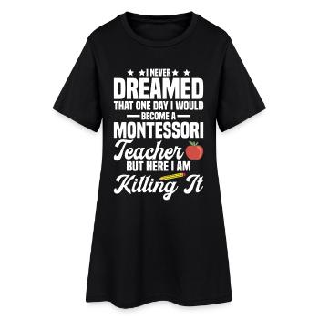 Montessori-Lehrermethode Montessori-Bildung Montessori - Frauen T-Shirt-Kleid - Schwarz - Vorne