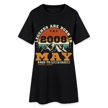 Mai 2008 Vintage-Geburtstagsgeschenk - Frauen T-Shirt-Kleid - Schwarz - Vorne