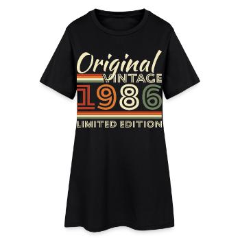 1986 Vintage Rétro Cadeau D'anniversaire - Robe T-shirt Femme - noir - Devant