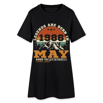 Mai 1986 Vintage Cadeau d'anniversaire - Robe T-shirt Femme - noir - Devant