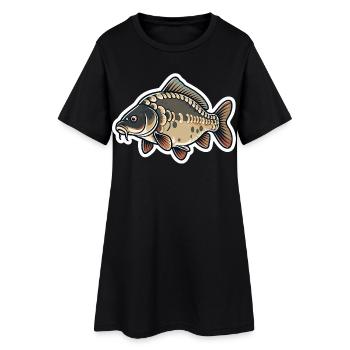 Dessin animé de carpe miroir – Mignonne conception de pêche à la carpe - Robe T-shirt Femme - noir - Devant