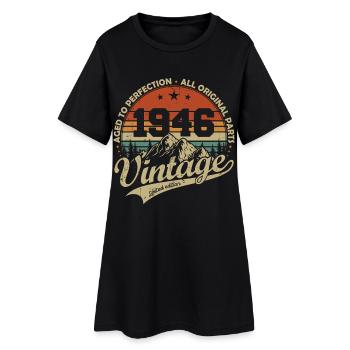 Cadeau d’anniversaire rétro vintage original de 1946 - Robe T-shirt Femme - noir - Devant